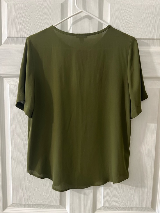 Ann Taylor Olive Green Pleated Blouse - Picture 3 of 4